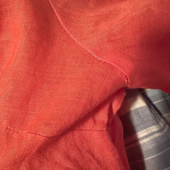 Rafaella Women’s Coral 100% Linen longline Long Sleeve Button Up Blouse size 10 - Picture 9 of 9